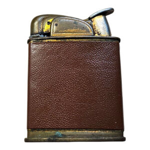 Evans Vintage Leather & Brass Banner Pocket Lighter 1950's